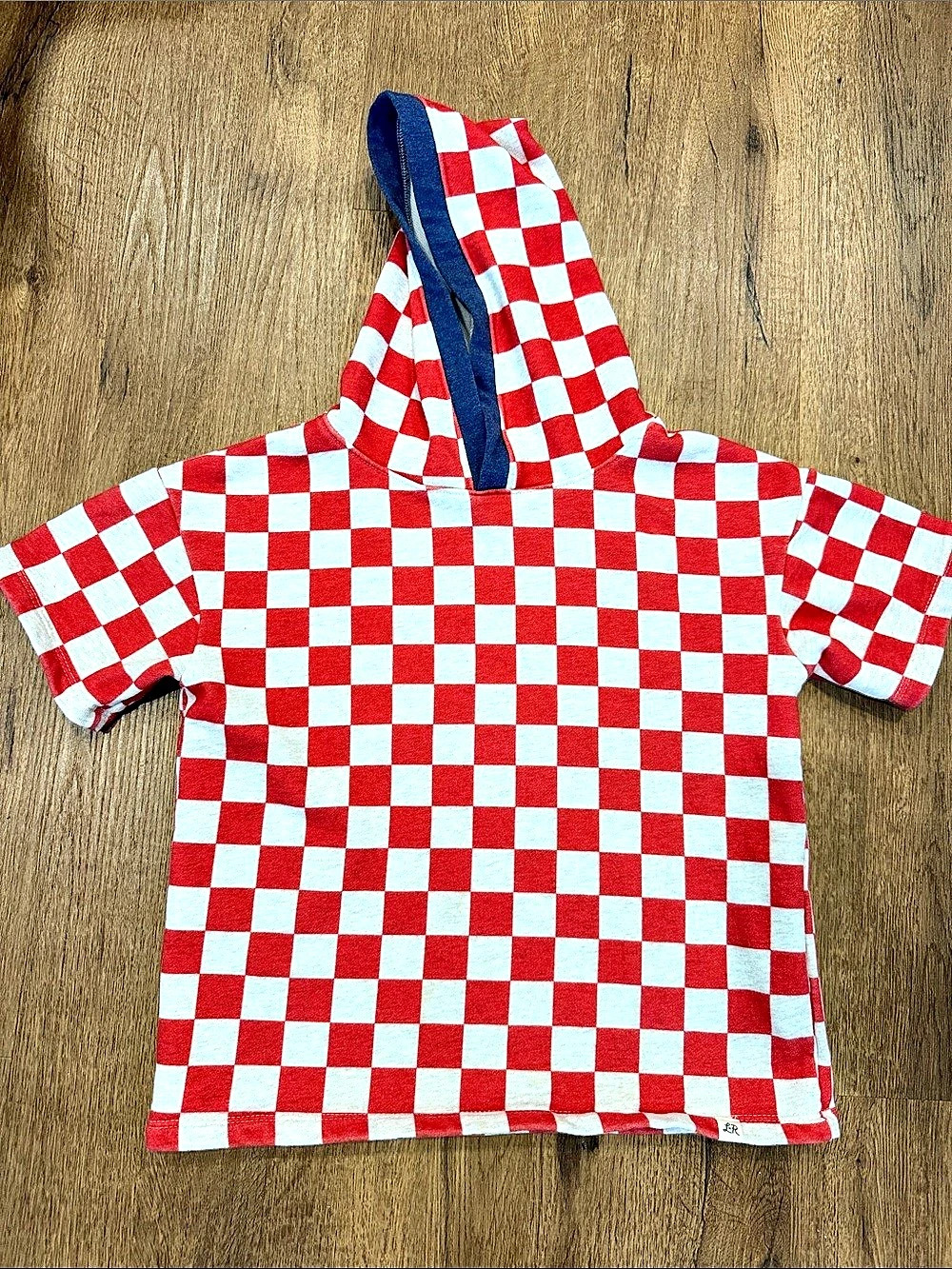 Little Planet Boys Checkered Hooded Top Red & White